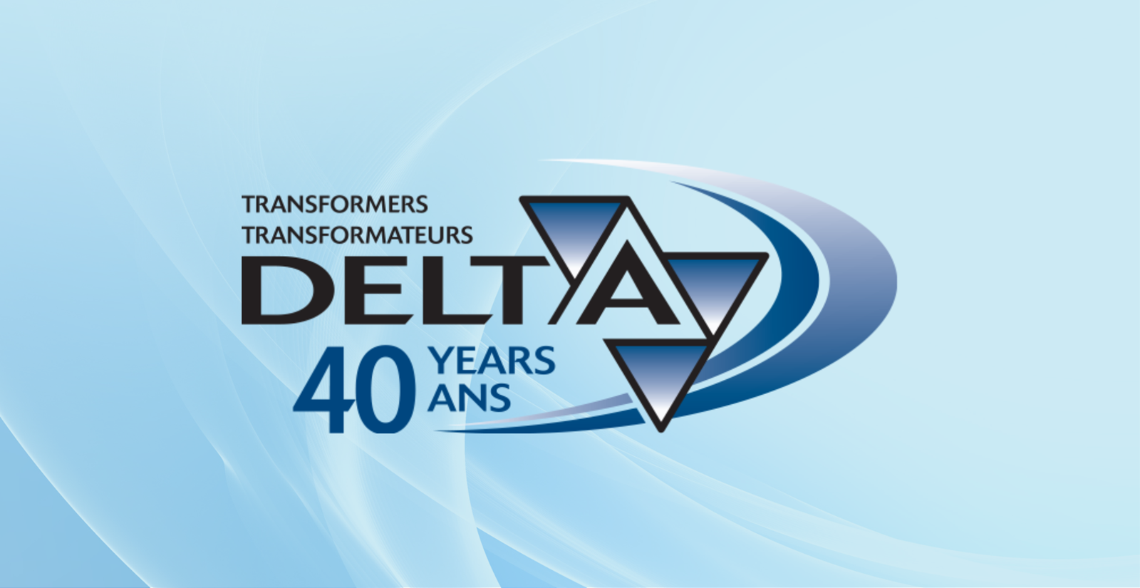 Delta 40 year anniversary logo on blue background